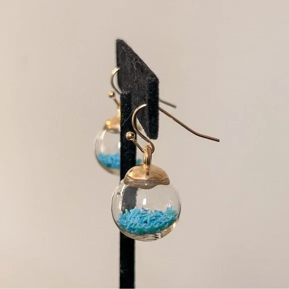 Aqua Wishing Ball Earrings - Picture 5 of 7
